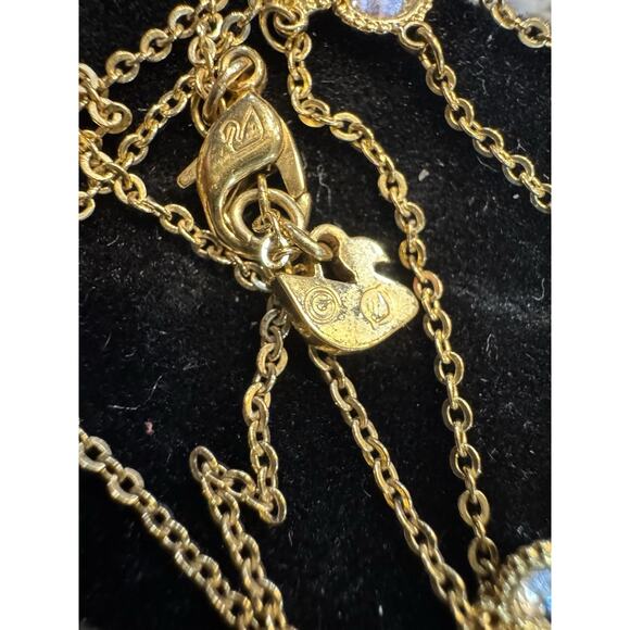 Swarovski Gold Tone Crystal Station Scarab Pendant 33" Necklace 18.2g - Picture 4 of 8